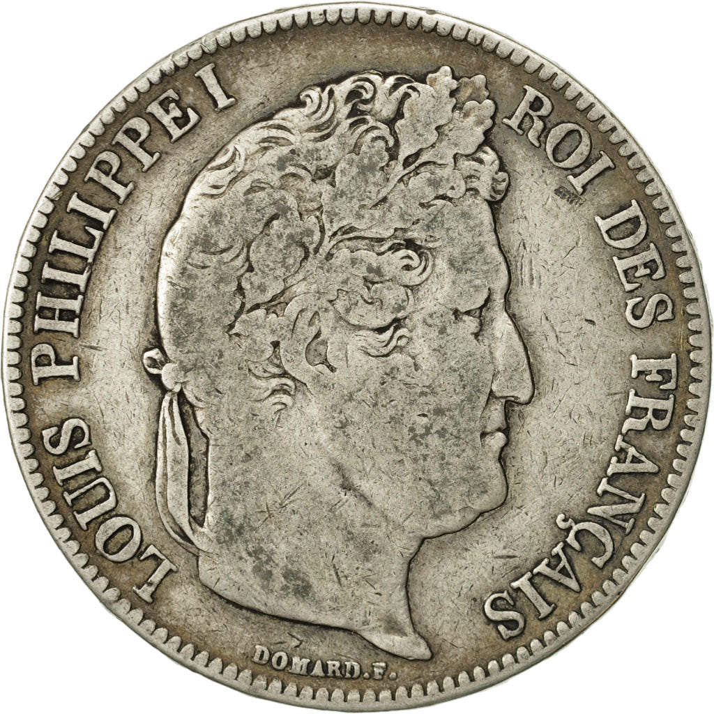 Moneda, Francia, Louis-Philippe, 5 Francs, 1834, Nantes, BC+, Plata, KM:749.12