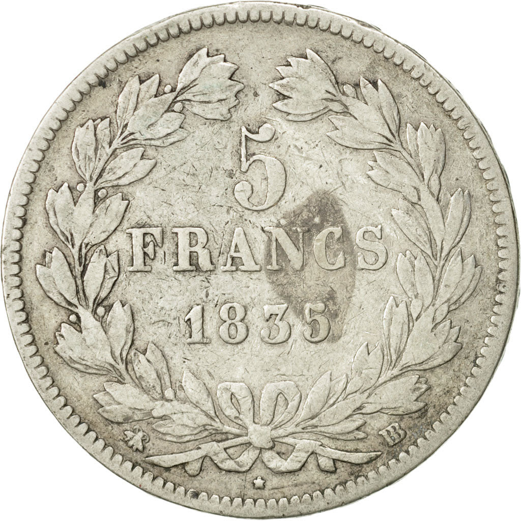 Coin, France, Louis-Philippe, 5 Francs, 1835, Strasbourg, VF(20-25), Silver
