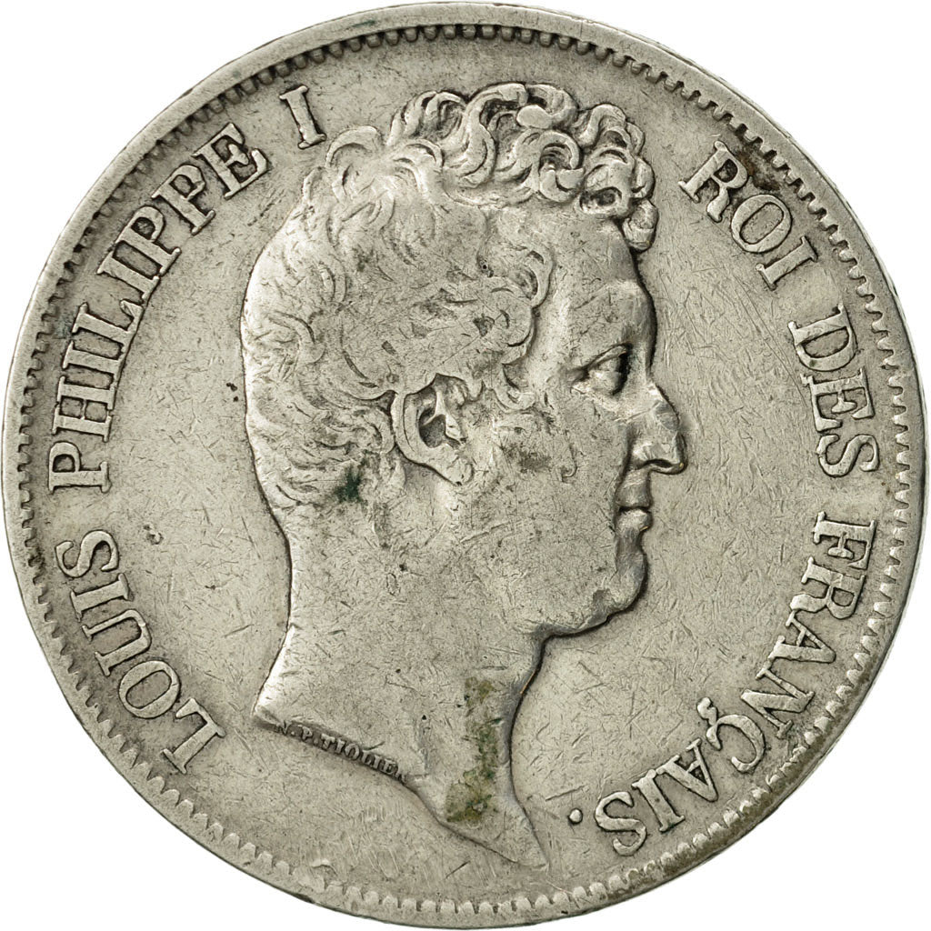 Moneda, Francia, Louis-Philippe, 5 Francs, 1831, Rouen, BC+, Plata, KM:735.2