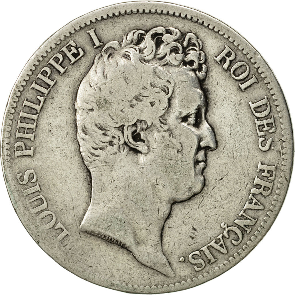 Moneda, Francia, Louis-Philippe, 5 Francs, 1830, Paris, BC, Plata, KM:735.1
