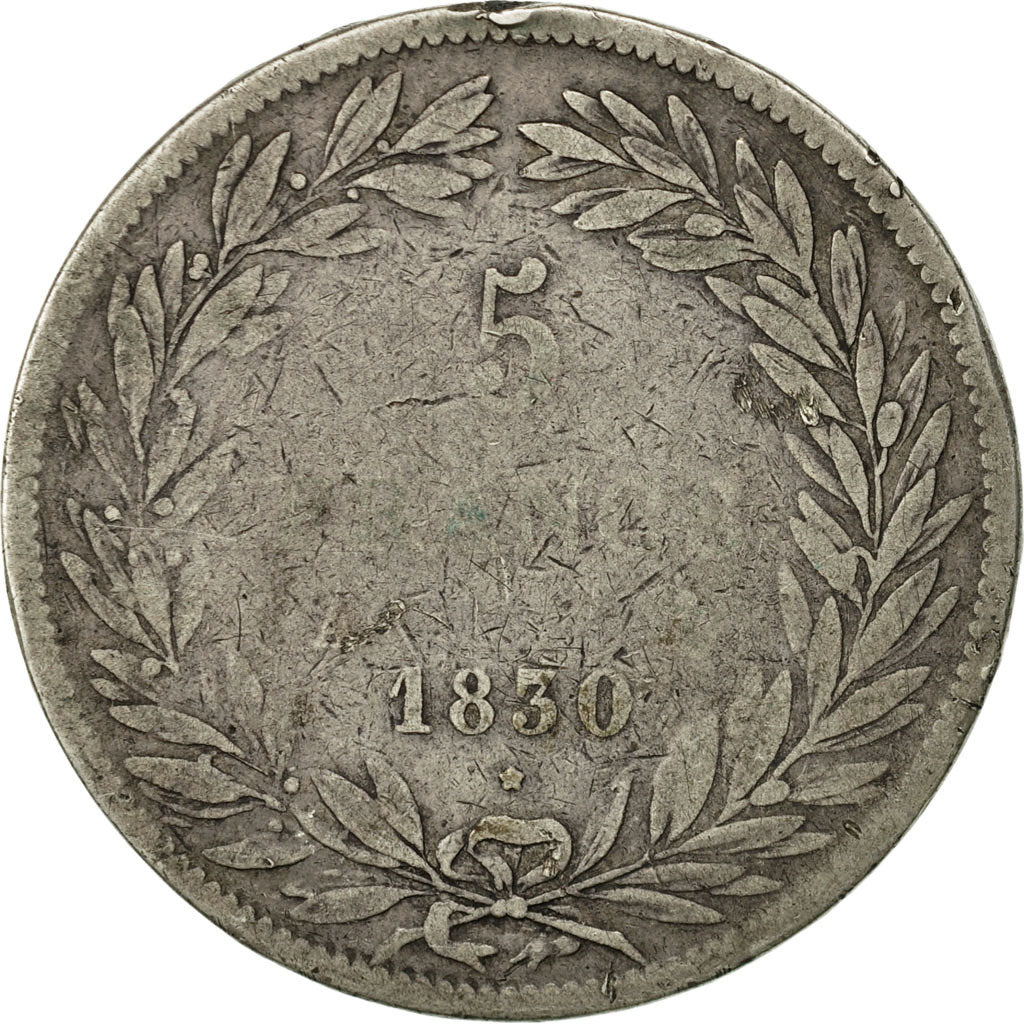 Coin, France, Louis-Philippe, 5 Francs, 1830, Paris, F(12-15), Silver, KM:736.1