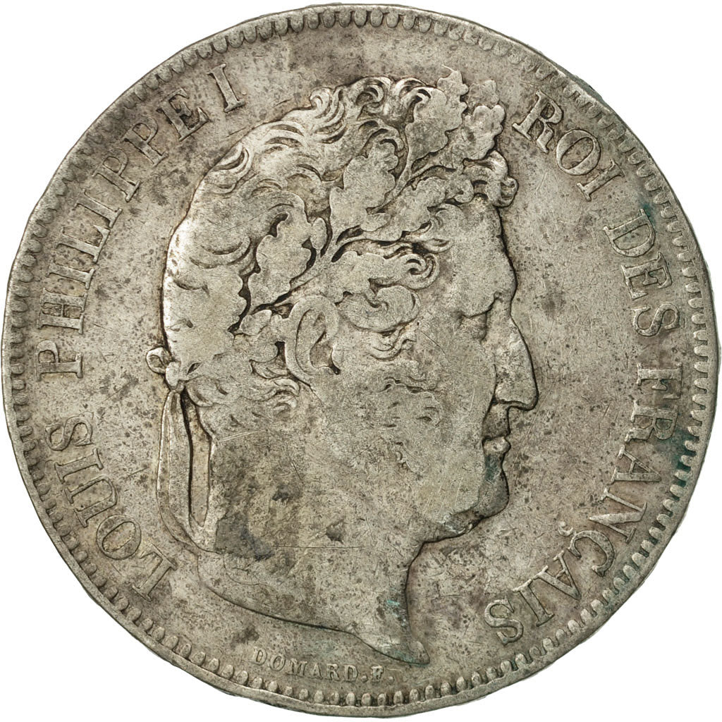 Moneta, Francia, Louis-Philippe, 5 Francs, 1833, Lille, MB+, Argento, KM:749.13