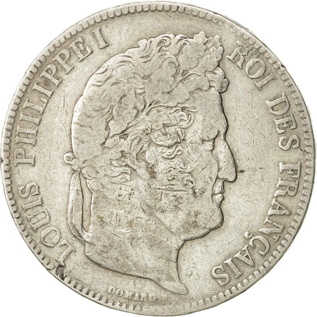 Moneda, Francia, Louis-Philippe, 5 Francs, 1835, Lyon, BC+, Plata, KM:749.4