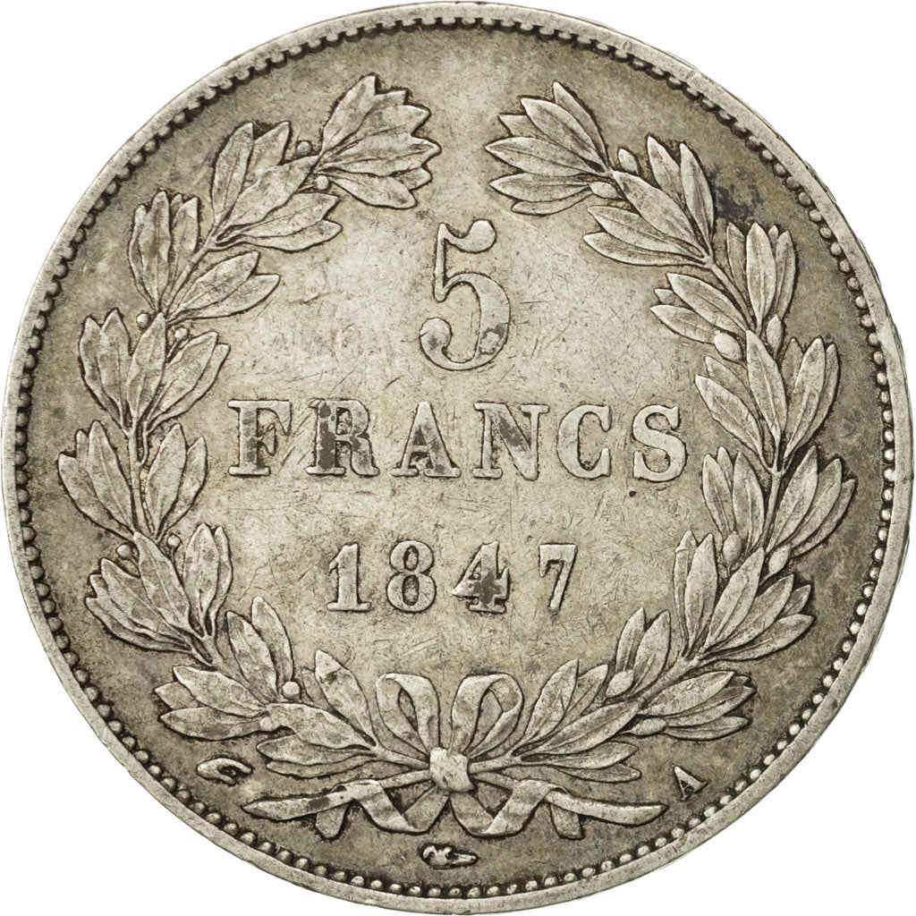 Moneda, Francia, Louis-Philippe, 5 Francs, 1847, Paris, MBC, Plata, KM:749.1