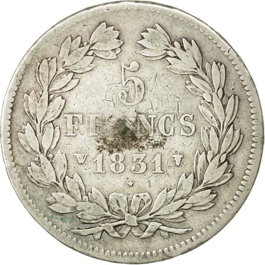 Coin, France, Louis-Philippe, 5 Francs, 1831, Lille, VF(20-25), Silver