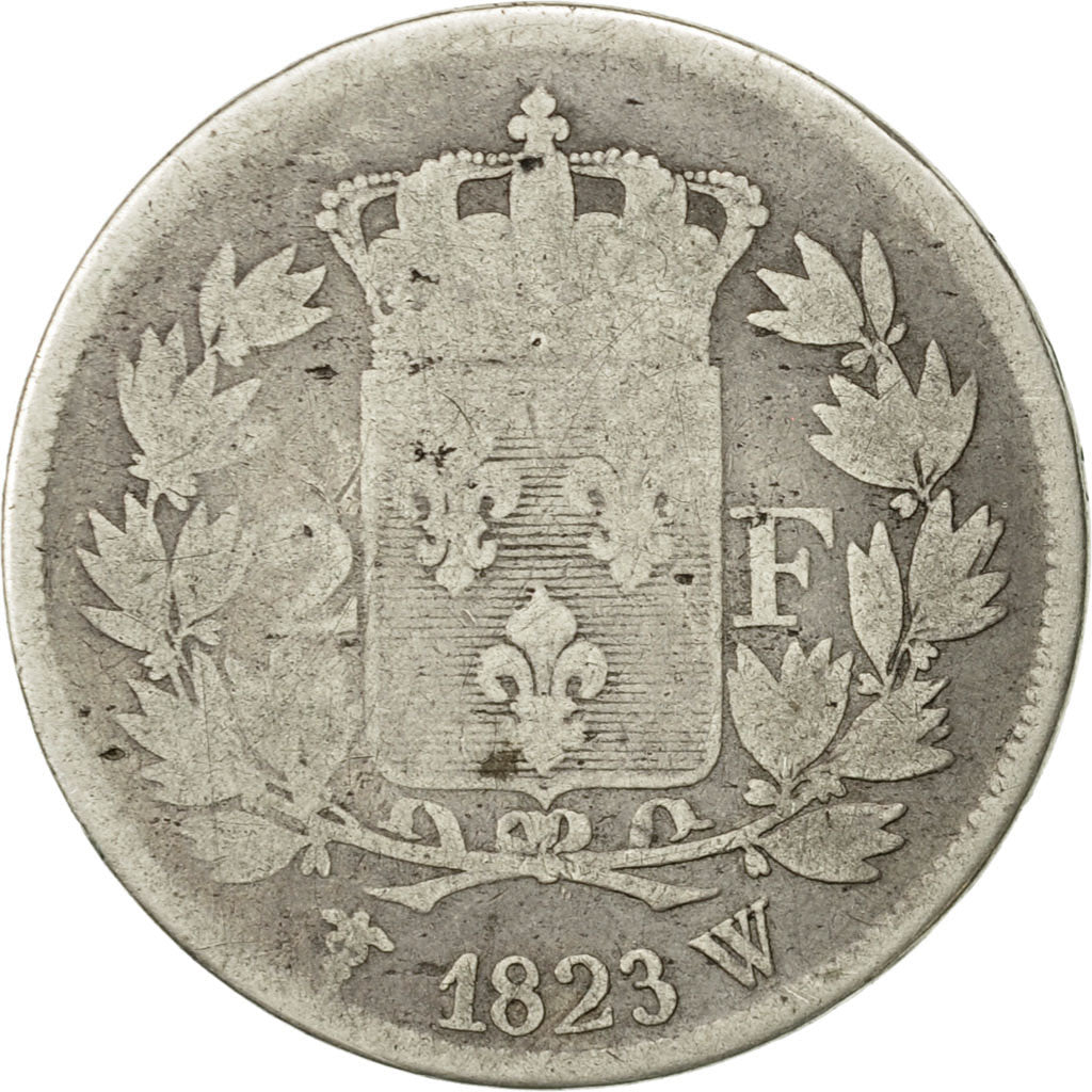 Coin, France, Louis XVIII, 2 Francs, 1823, Lille, F(12-15), Silver, KM:710.12