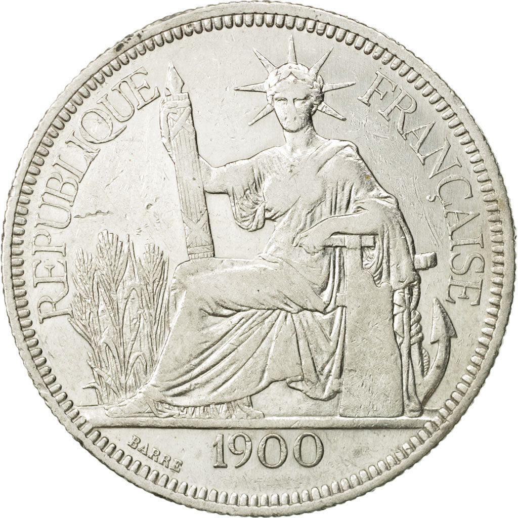 FRENCH INDO-CHINA, Piastre, 1900, Paris, EF(40-45), Silver, KM:5a.1