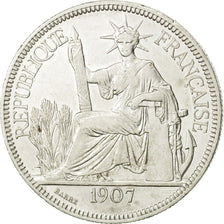 FRENCH INDO-CHINA, Piastre, 1907, Paris, EF(40-45), Silver, KM:5a.1