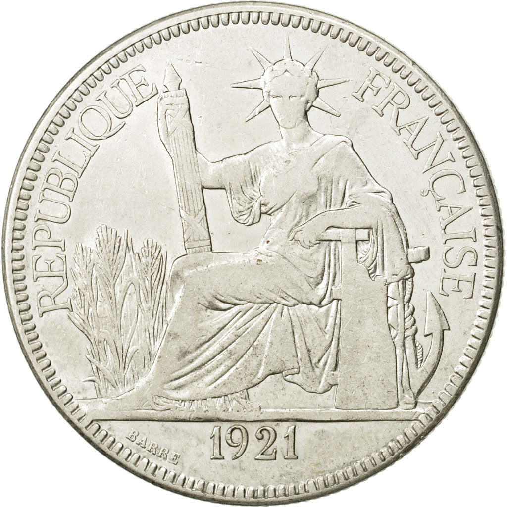 FRENCH INDO-CHINA, Piastre, 1921, San Francisco, VF(30-35), Silver, KM:5a.2