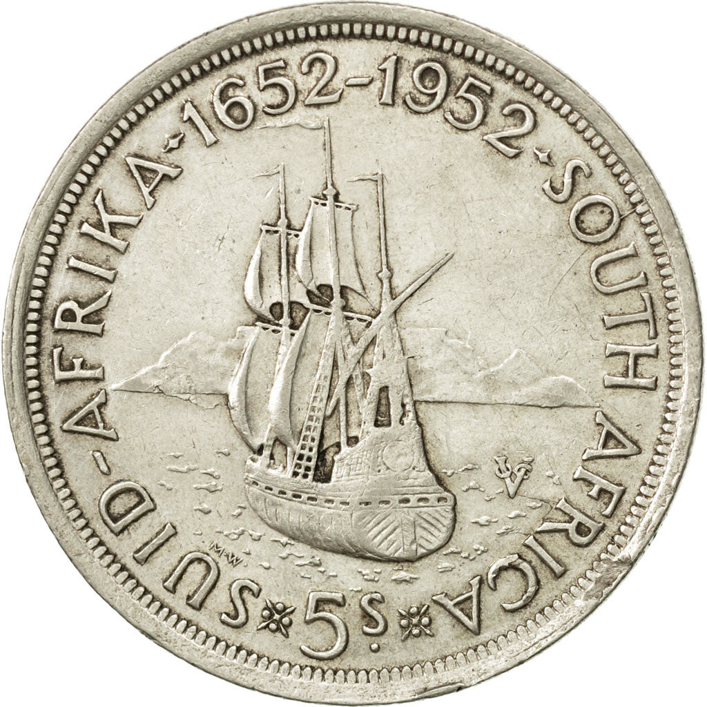 South Africa, George VI, 5 Shillings, 1952, EF(40-45), Silver, KM:41