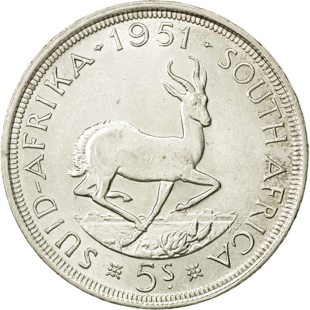 South Africa, George VI, 5 Shillings, 1951, EF(40-45), Silver, KM:40.2
