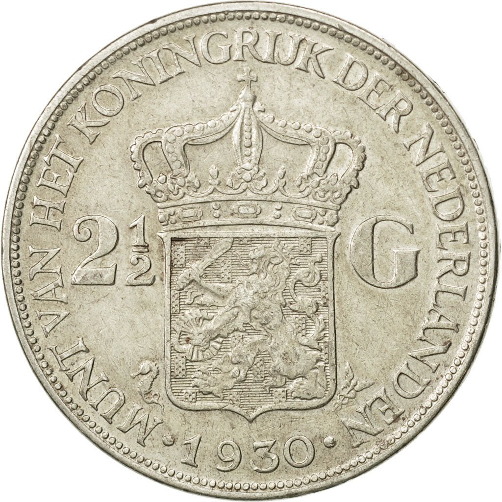 Munten, Nederland, Wilhelmina I, 2-1/2 Gulden, 1930, ZF, Zilver, KM:165