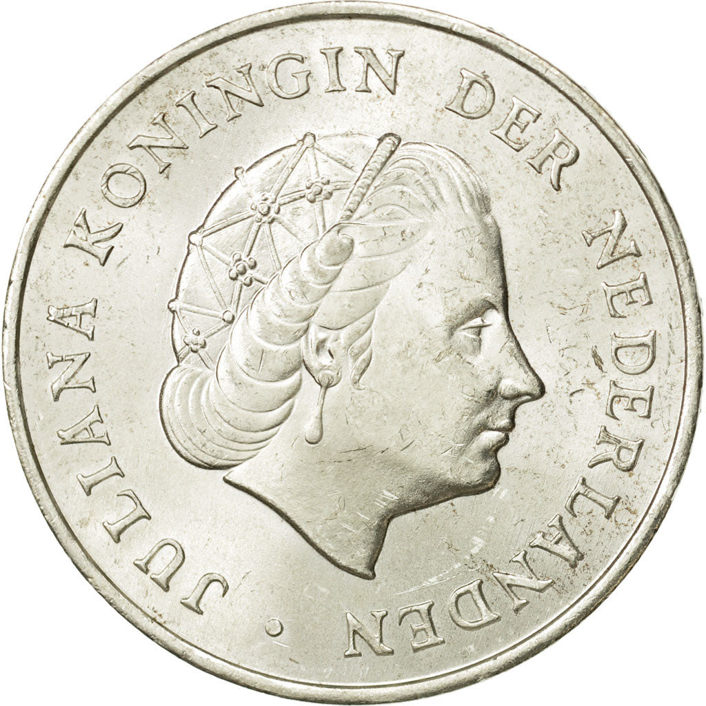 Netherlands Antilles, Juliana, 2-1/2 Gulden, 1964, AU(55-58), Silver, KM:7