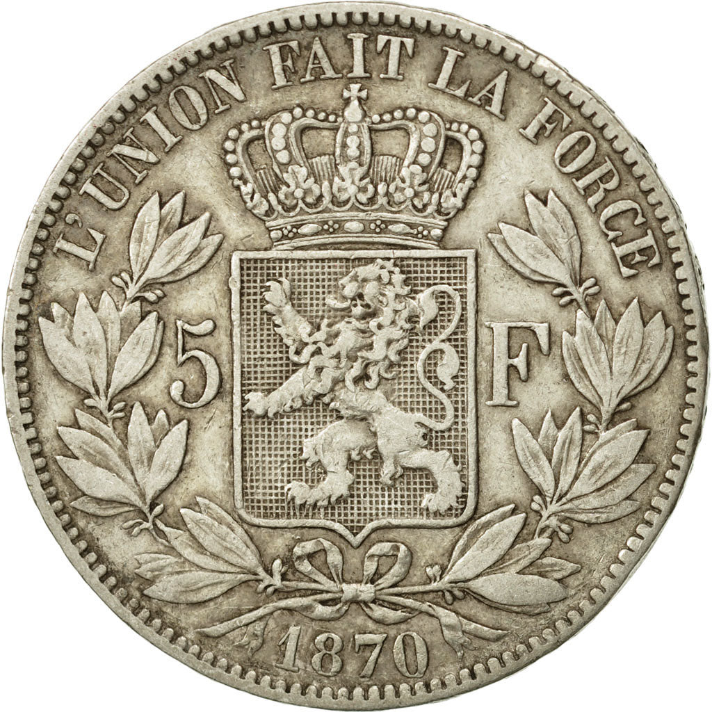 Belgium, Leopold II, 5 Francs, 5 Frank, 1870, VF(30-35), Silver, KM:24