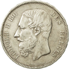 Belgium, Leopold II, 5 Francs, 5 Frank, 1873, VF(30-35), Silver, KM:24