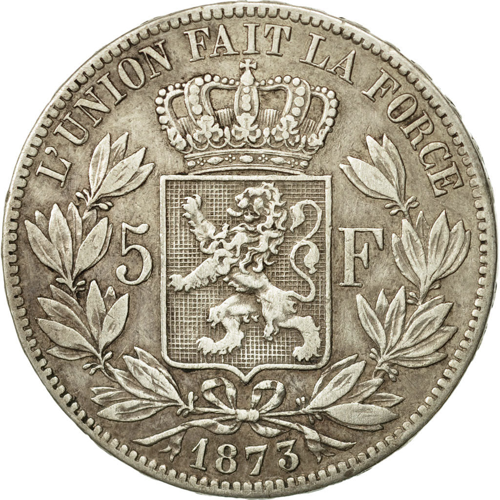 Belgium, Leopold II, 5 Francs, 5 Frank, 1873, VF(30-35), Silver, KM:24