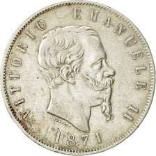 Italy, Vittorio Emanuele II, 5 Lire, 1871, Milan, EF(40-45), Silver, KM:8.3
