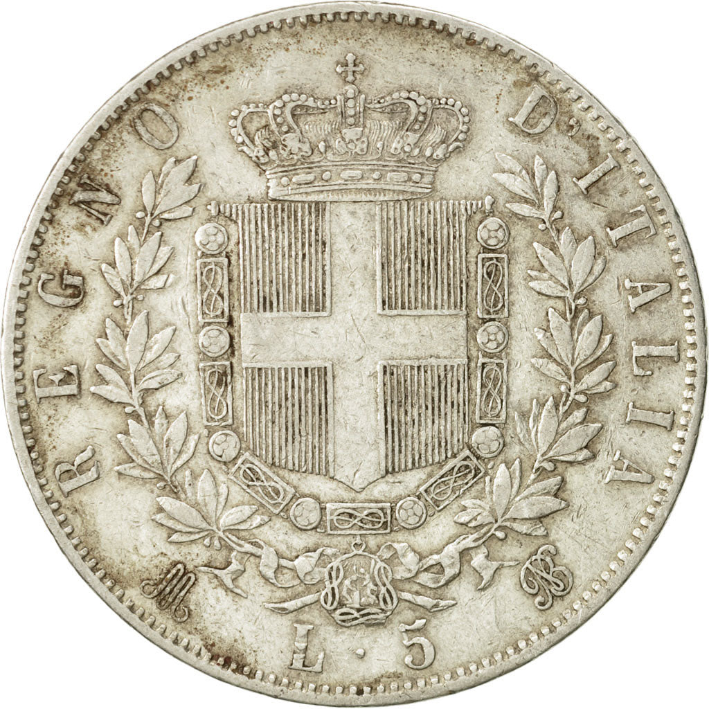 Italy, Vittorio Emanuele II, 5 Lire, 1871, Milan, EF(40-45), Silver, KM:8.3