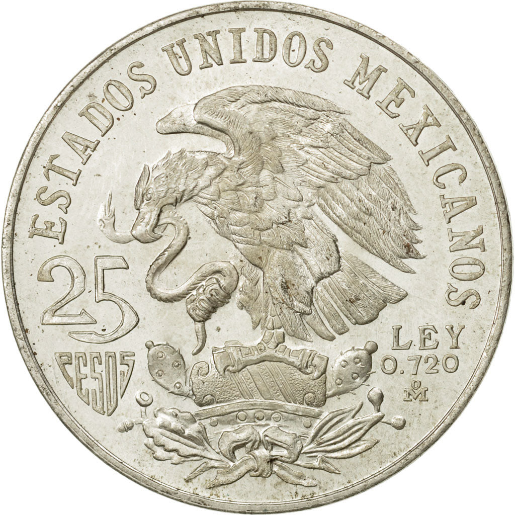 Coin, Mexico, 25 Pesos, 1968, MS(60-62), Silver, KM:479.1