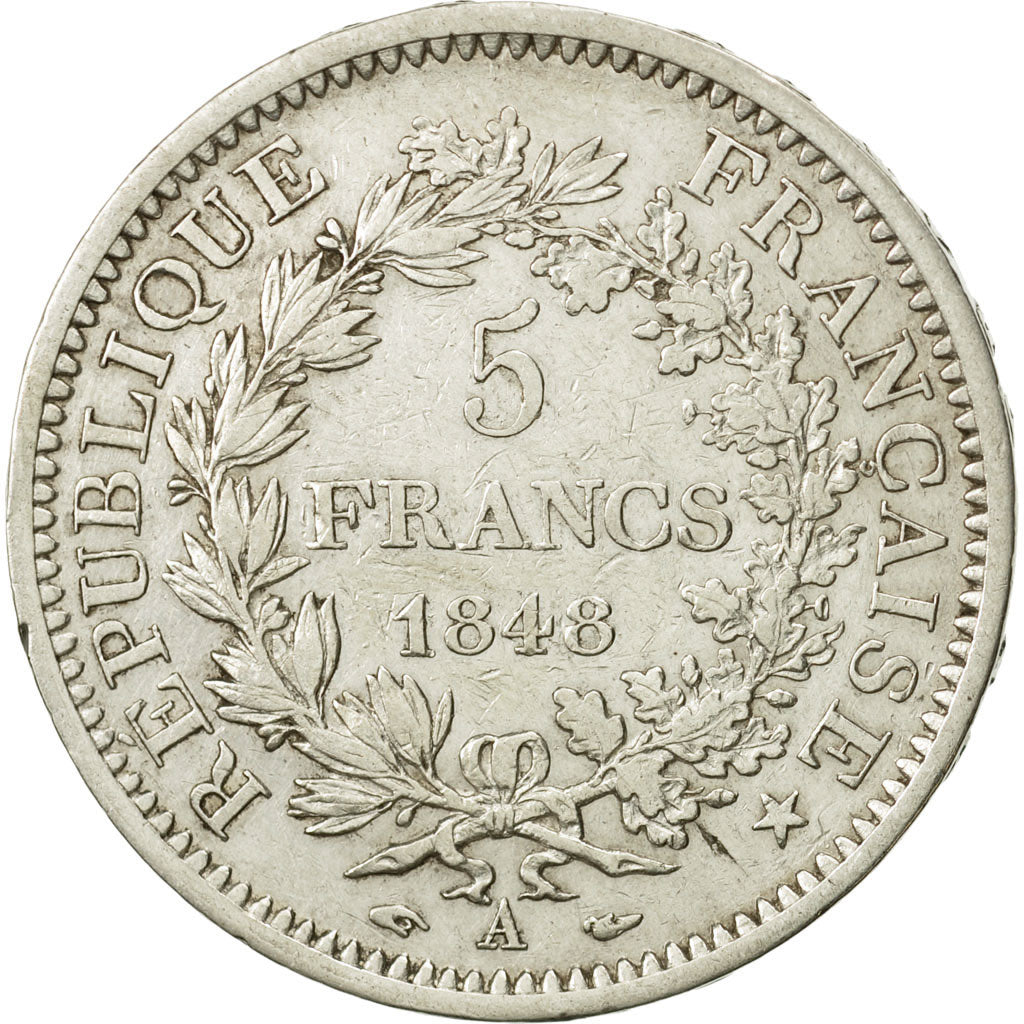 France, Hercule, 5 Francs, 1848, Paris, VF(30-35), Silver, KM:756.1, Gadoury:683