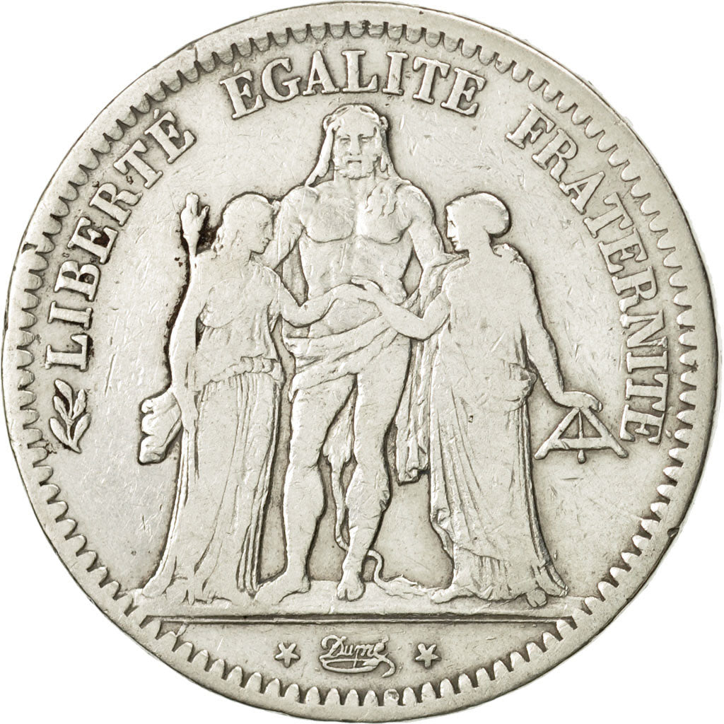 Münze, Frankreich, Hercule, 5 Francs, 1848, Strasbourg, S+, Silber, KM:756.2