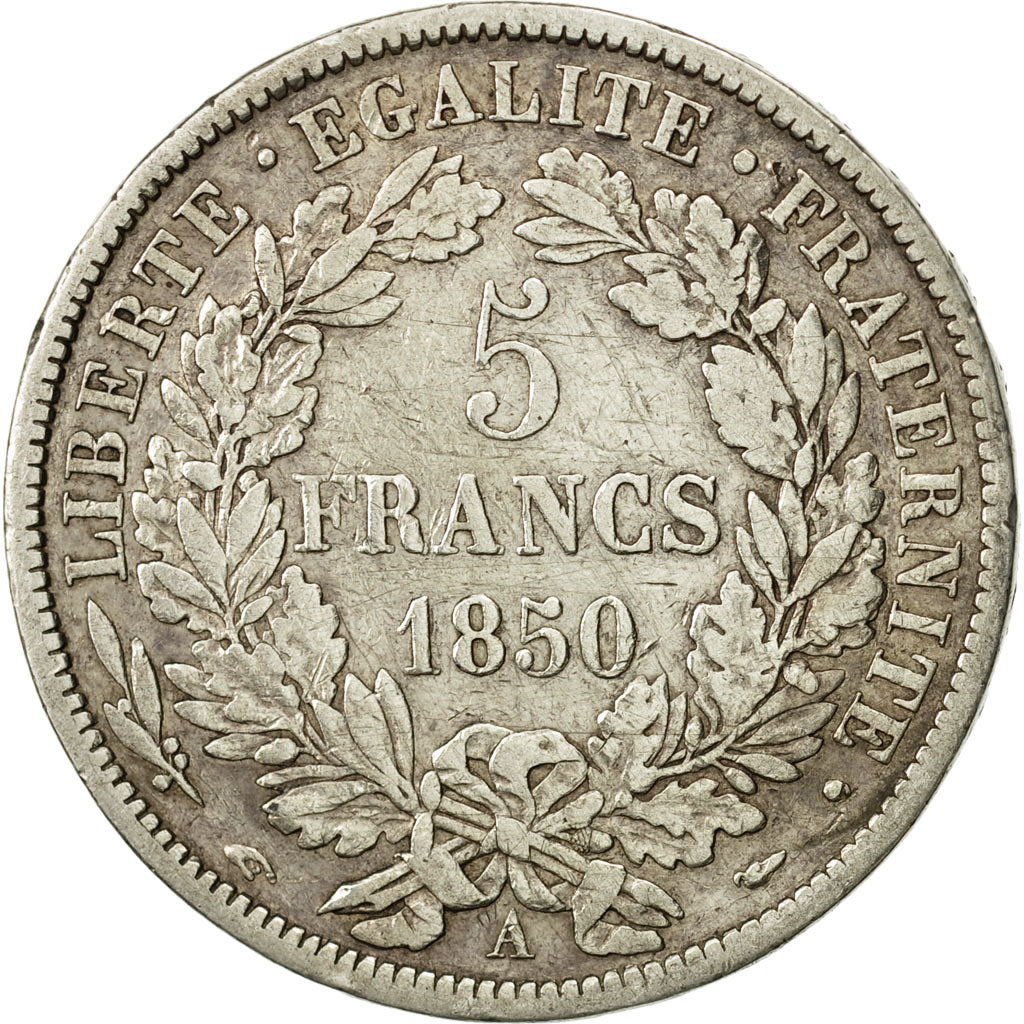 France, Cérès, 5 Francs, 1850, Paris, VF(20-25), Silver, KM:761.1, Gadoury:719