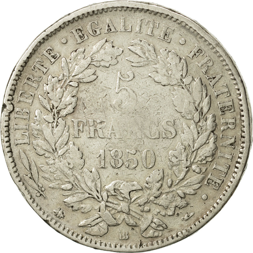 Monnaie, France, Cérès, 5 Francs, 1850, Strasbourg, TB, Argent, KM:761.2