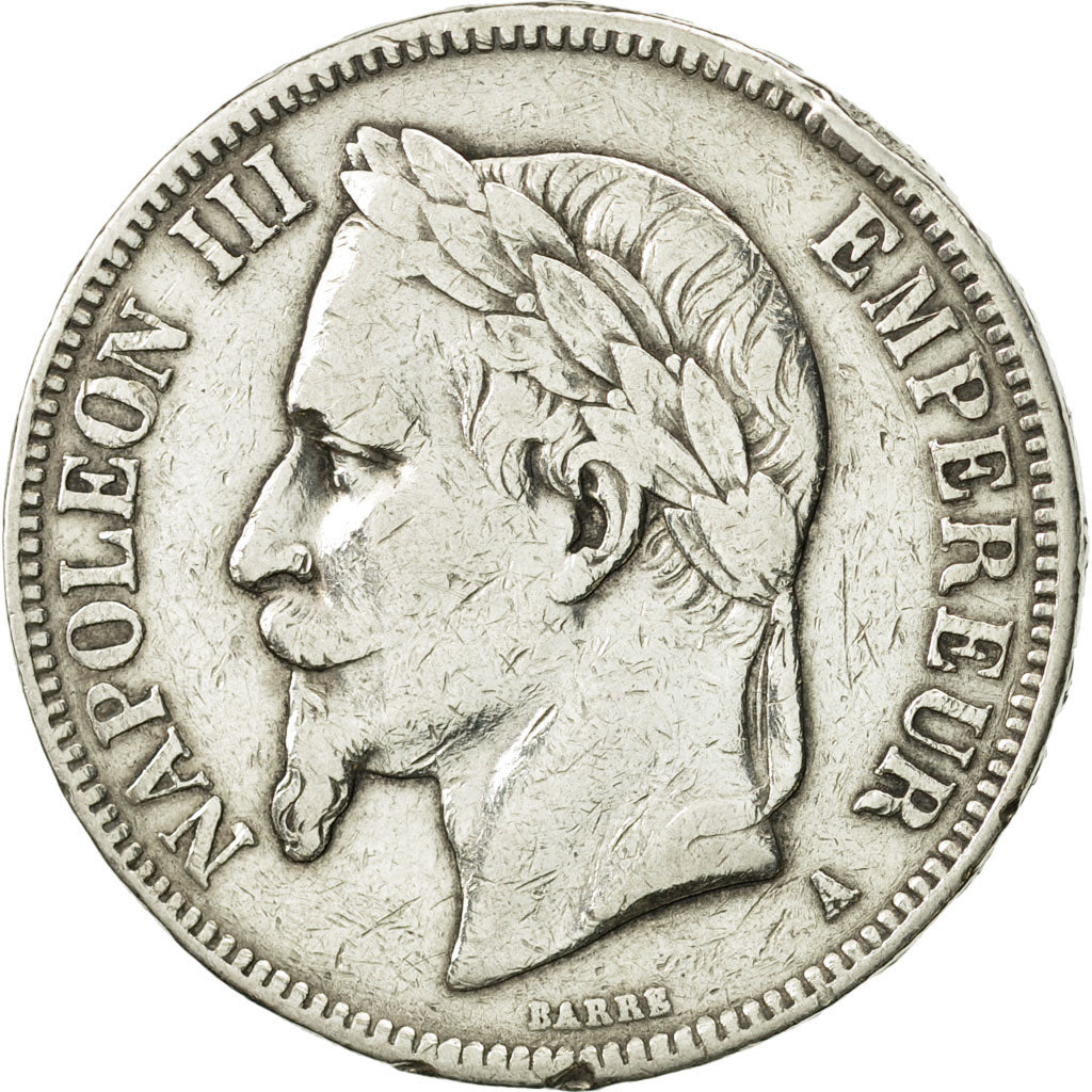 France, Napoleon III, 5 Francs, 1867, Paris, VF(30-35), Silver, KM 799.1