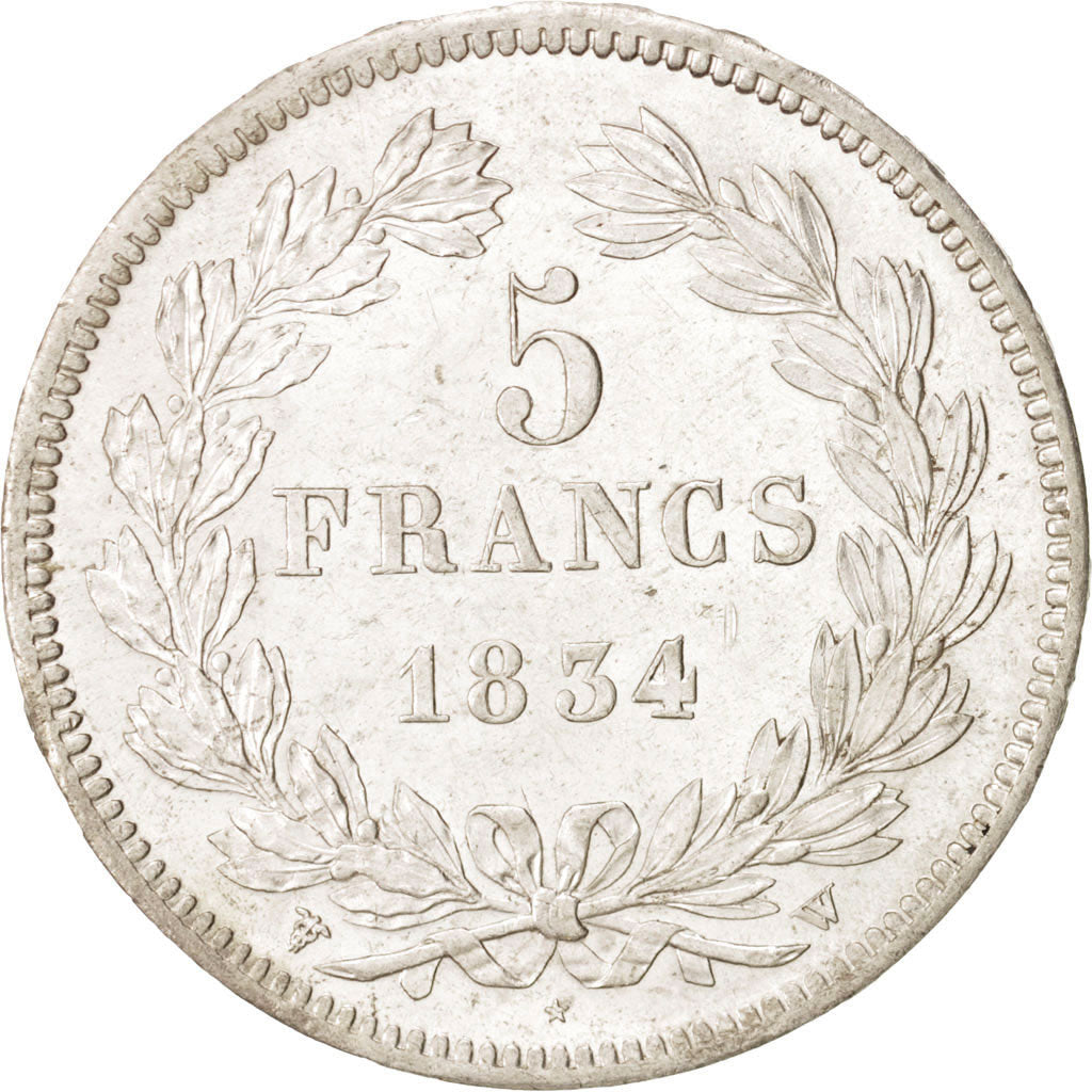 Coin, France, Louis-Philippe, 5 Francs, 1834, Lille, MS(63), Silver, KM:749.13