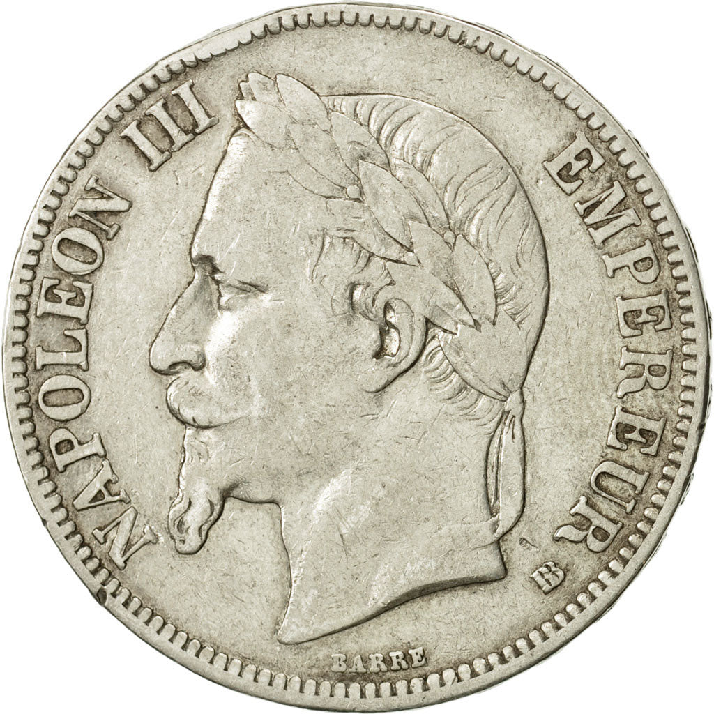 France, Napoléon III, 5 Francs, 1867, Strasbourg, VF(30-35), Silver, KM:799.2