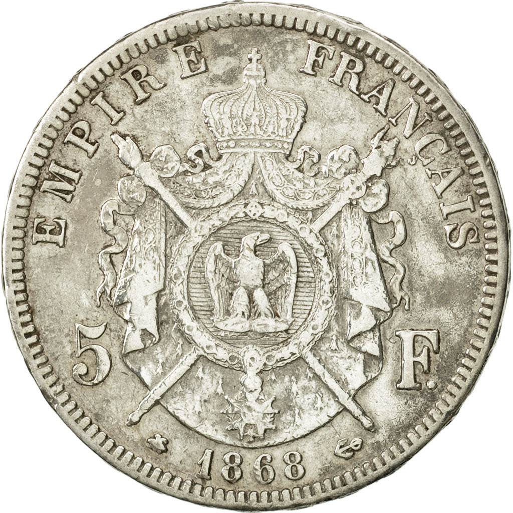 France, Napoleon III, 5 Francs, 1868, Paris, VF(30-35), Silver, KM 799.1