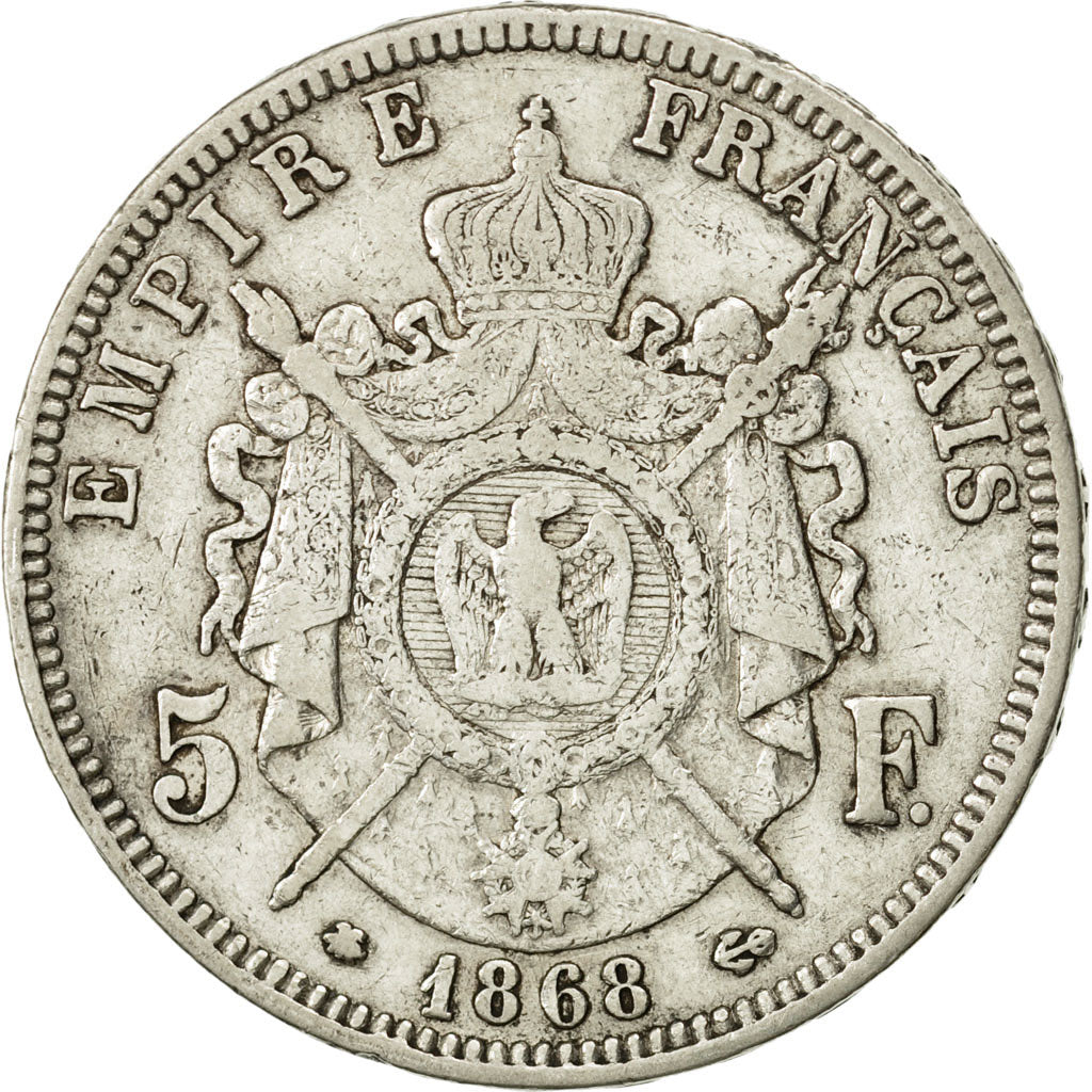 France, Napoléon III, 5 Francs, 1868, Paris, TB+, Argent, Gadoury 739