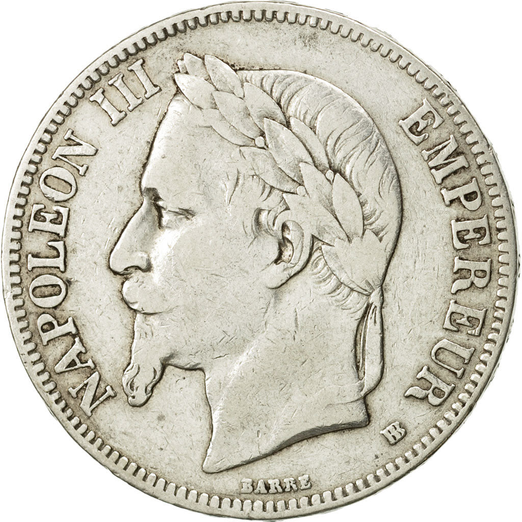 France, Napoléon III, 5 Francs, 1868, Strasbourg, VF(30-35), Silver, KM:799.2