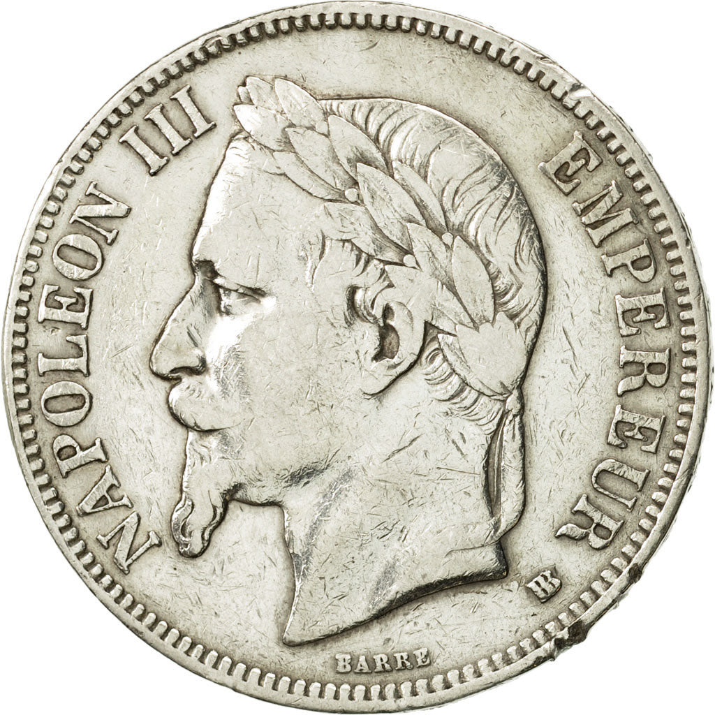France, Napoléon III, 5 Francs, 1868, Strasbourg, VF(30-35), Silver, KM:799.2