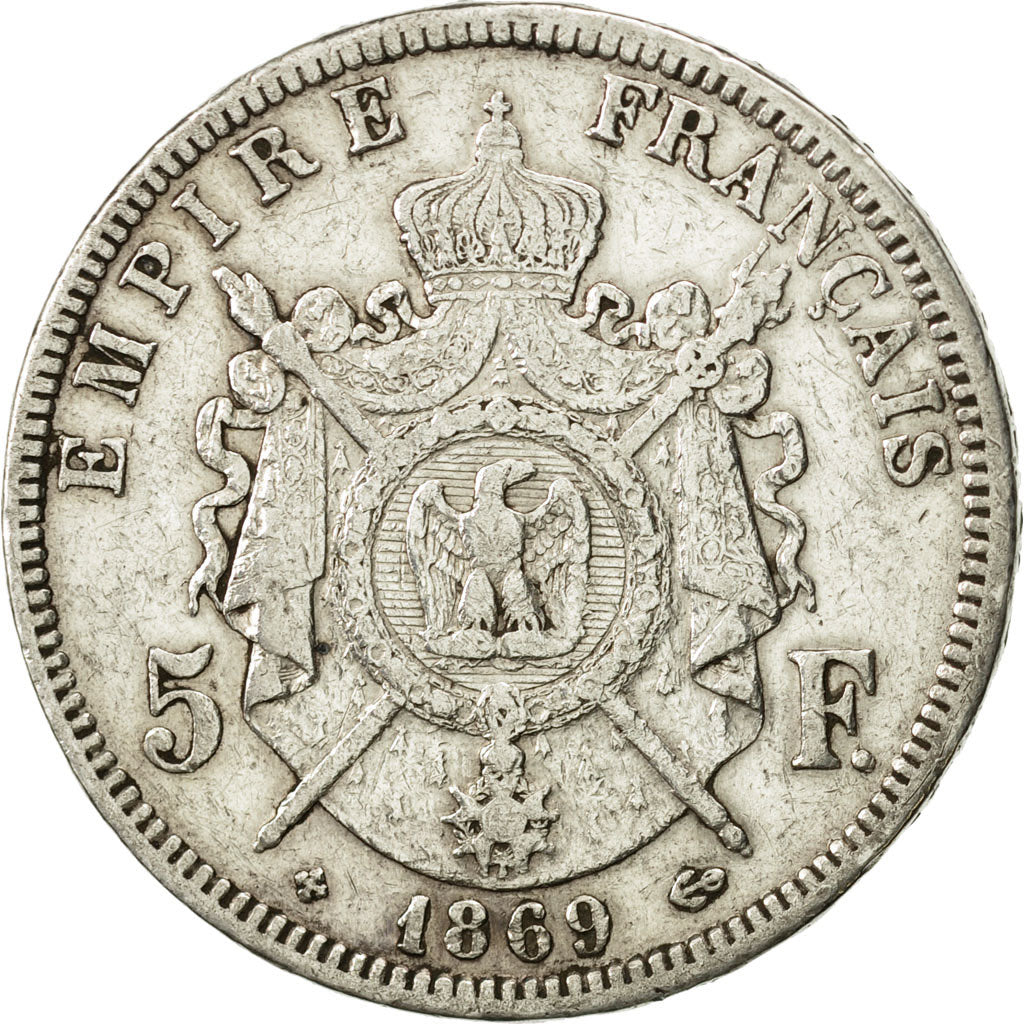 Coin, France, Napoléon III, 5 Francs, 1869, Strasbourg, EF(40-45), Silver