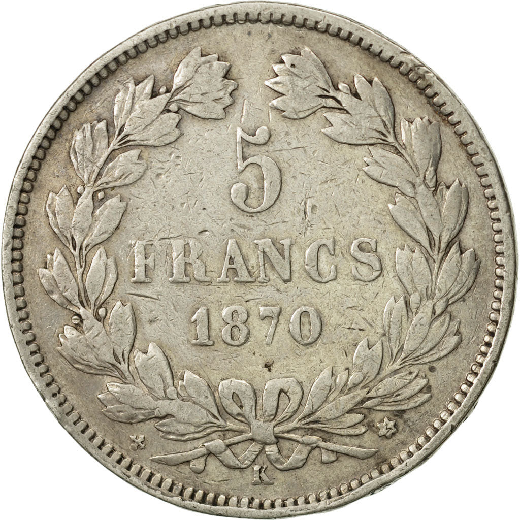 Coin, France, Cérès, 5 Francs, 1870, Bordeaux, VF(20-25), Silver, KM:818.2