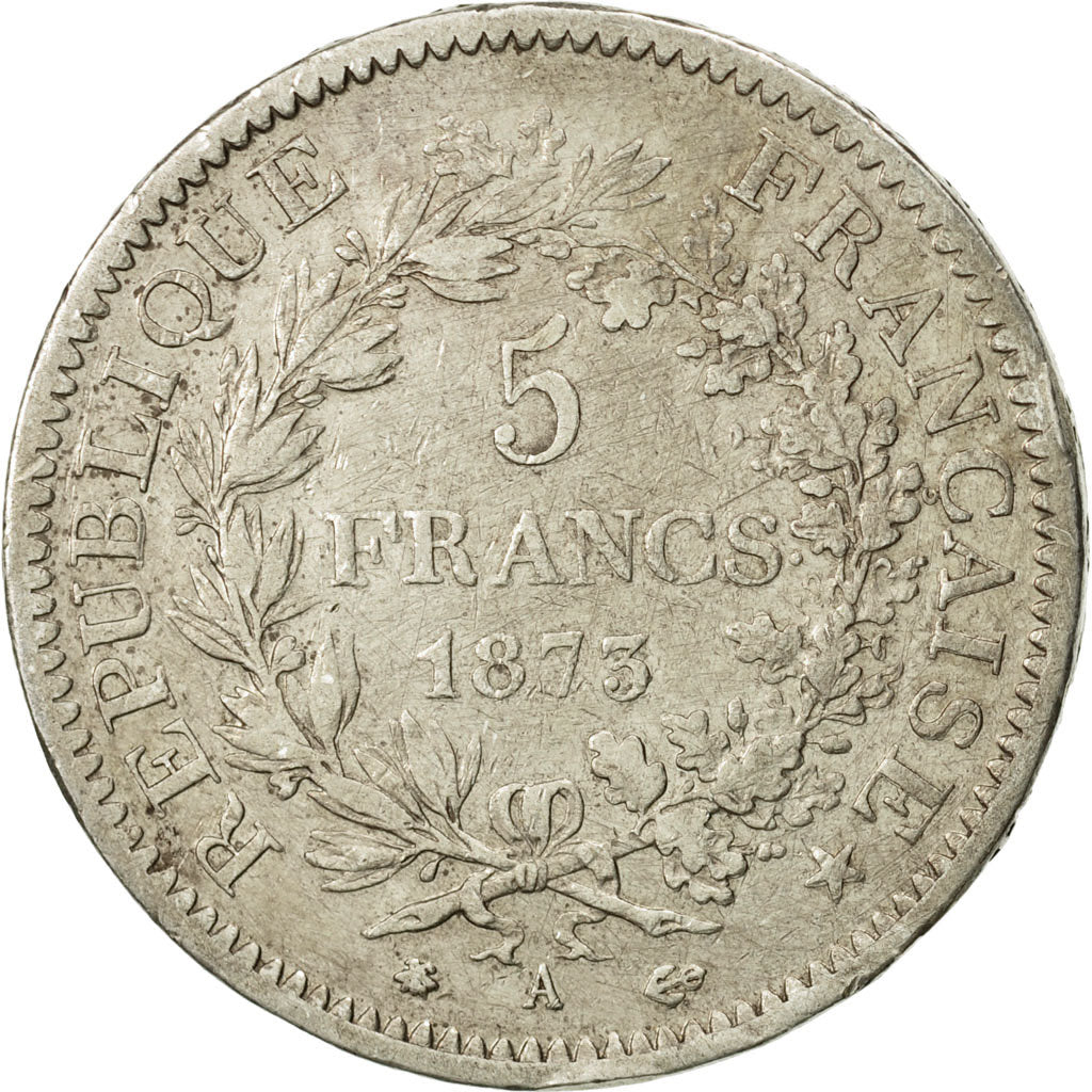 France, Hercule, 5 Francs, 1873, Paris, EF(40-45), Silver, KM:820.1