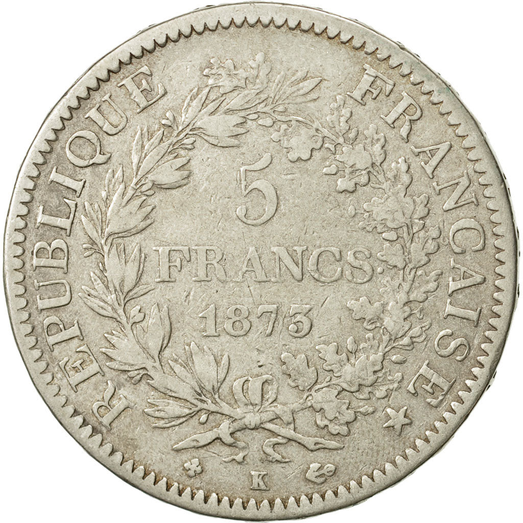 France, Hercule, 5 Francs, 1873, Bordeaux, TB+, Argent, KM:820.2, Gadoury:745a