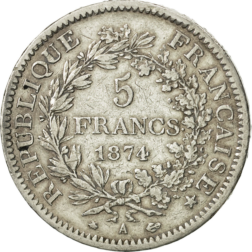 France, Hercule, 5 Francs, 1874, Paris, VF(30-35), Silver, KM:820.1