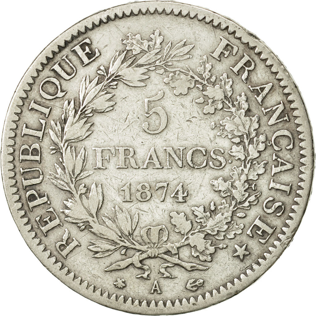 France, Hercule, 5 Francs, 1874, Paris, VF(30-35), Silver, KM:820.1