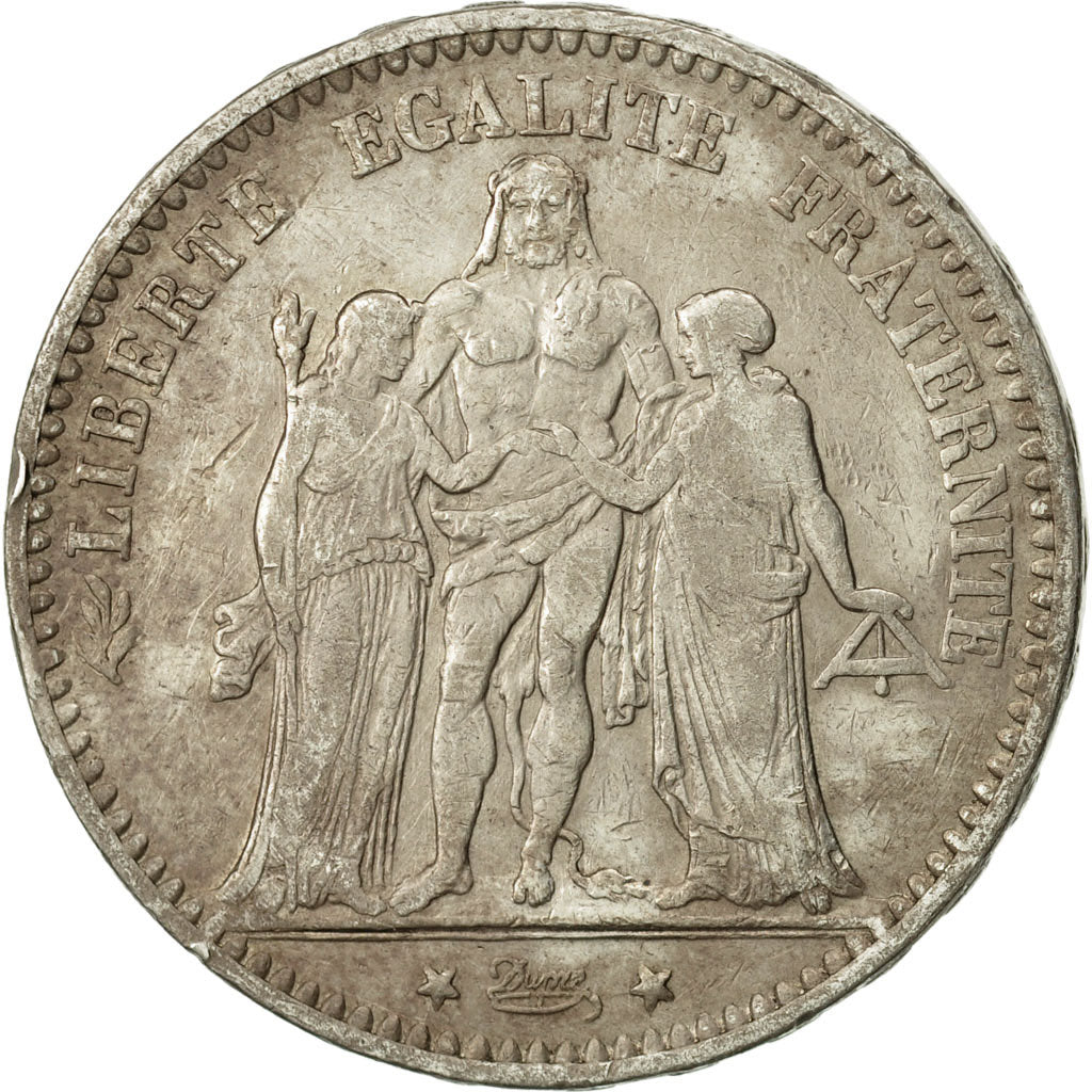 Moneta, Francia, Hercule, 5 Francs, 1874, Bordeaux, MB+, Argento, KM:820.2