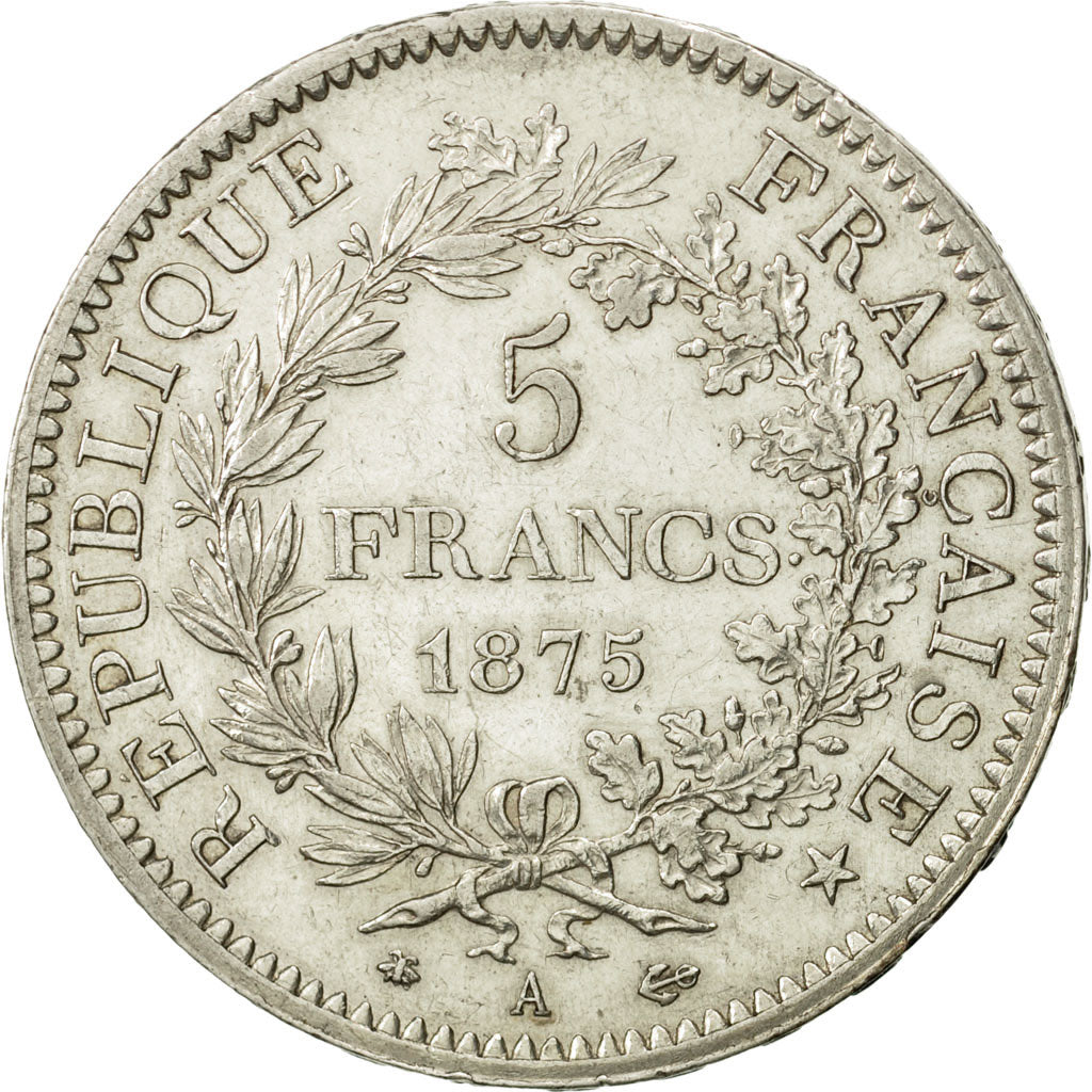 Francia, Hercule, 5 Francs, 1875, Paris, BB+, Argento, KM:820.1, Gadoury:745a