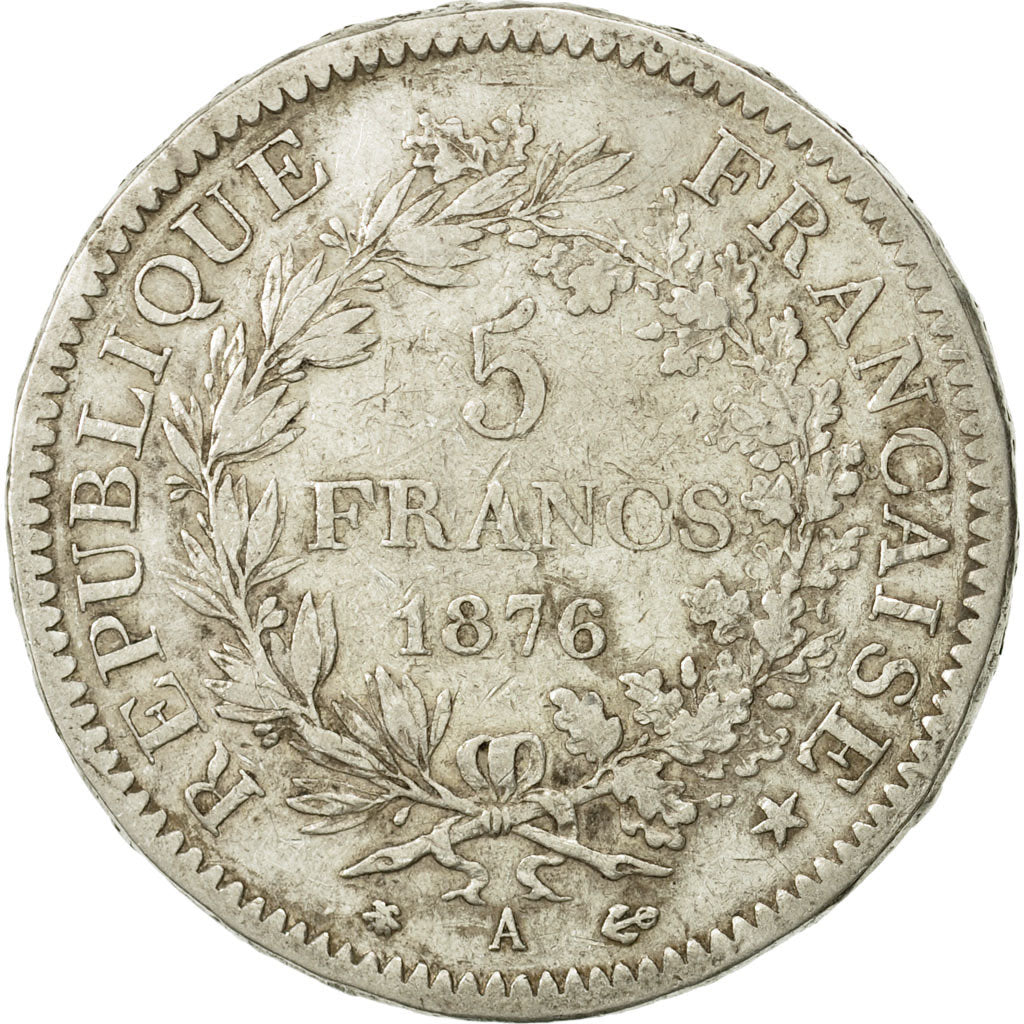 France, Hercule, 5 Francs, 1876, Paris, VF(30-35), Silver, KM:820.1