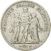 Moneda, Francia, Hercule, 5 Francs, 1876, Bordeaux, BC+, Plata, KM:820.2