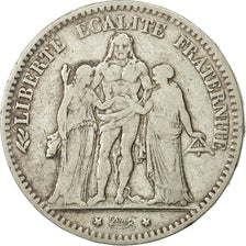 Moneta, Francia, Hercule, 5 Francs, 1876, Bordeaux, MB+, Argento, KM:820.2