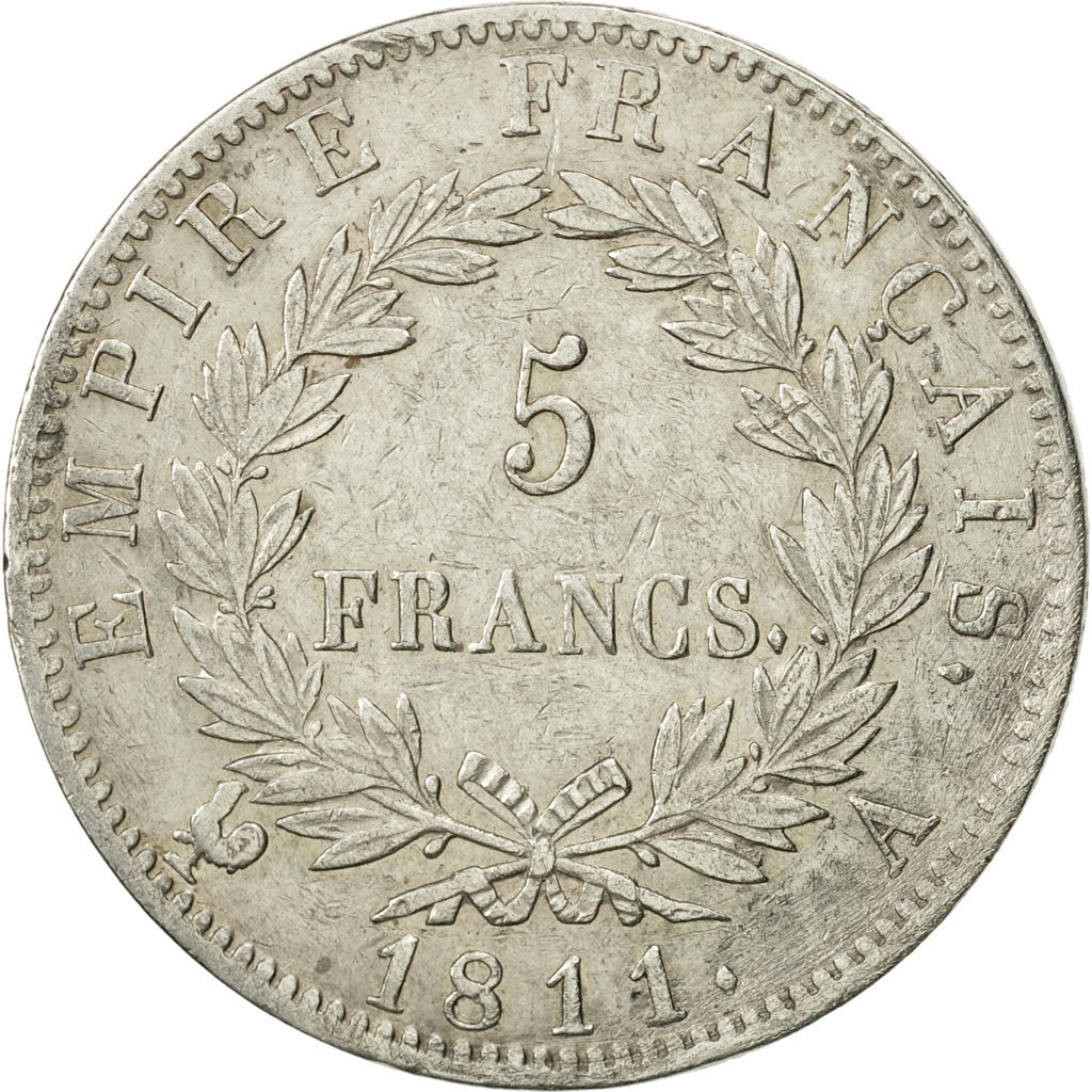 Coin, France, Napoléon I, 5 Francs, 1811, Paris, EF(40-45), Silver, KM:694.1