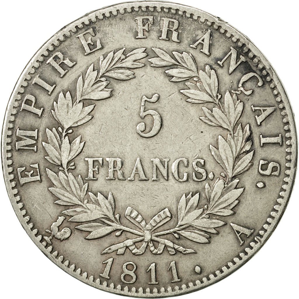 France, Napoléon I, 5 Francs, 1811, Paris, EF(40-45), Silver, KM:694.1
