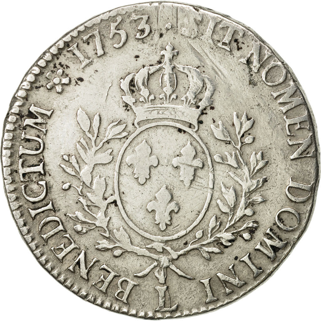 Moneta, Francia, Louis XV, Écu au bandeau, Ecu, 1753, Bayonne, MB, Argento