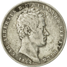 Münze, Italien Staaten, SARDINIA, Carlo Alberto, 5 Lire, 1844, Genoa, S+