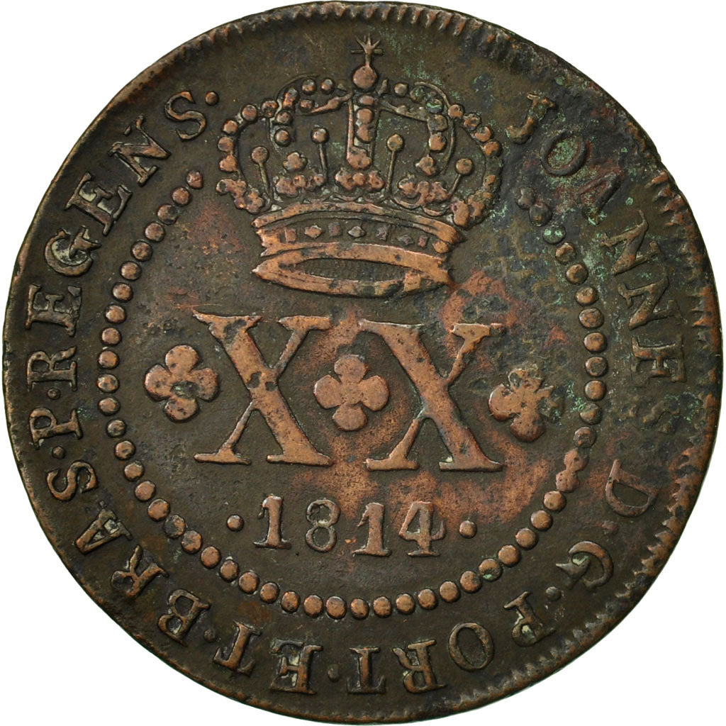 Brésil, Joao, 20 Reis, 1814, Rio de Janeiro, TB+, Cuivre, KM:233.3